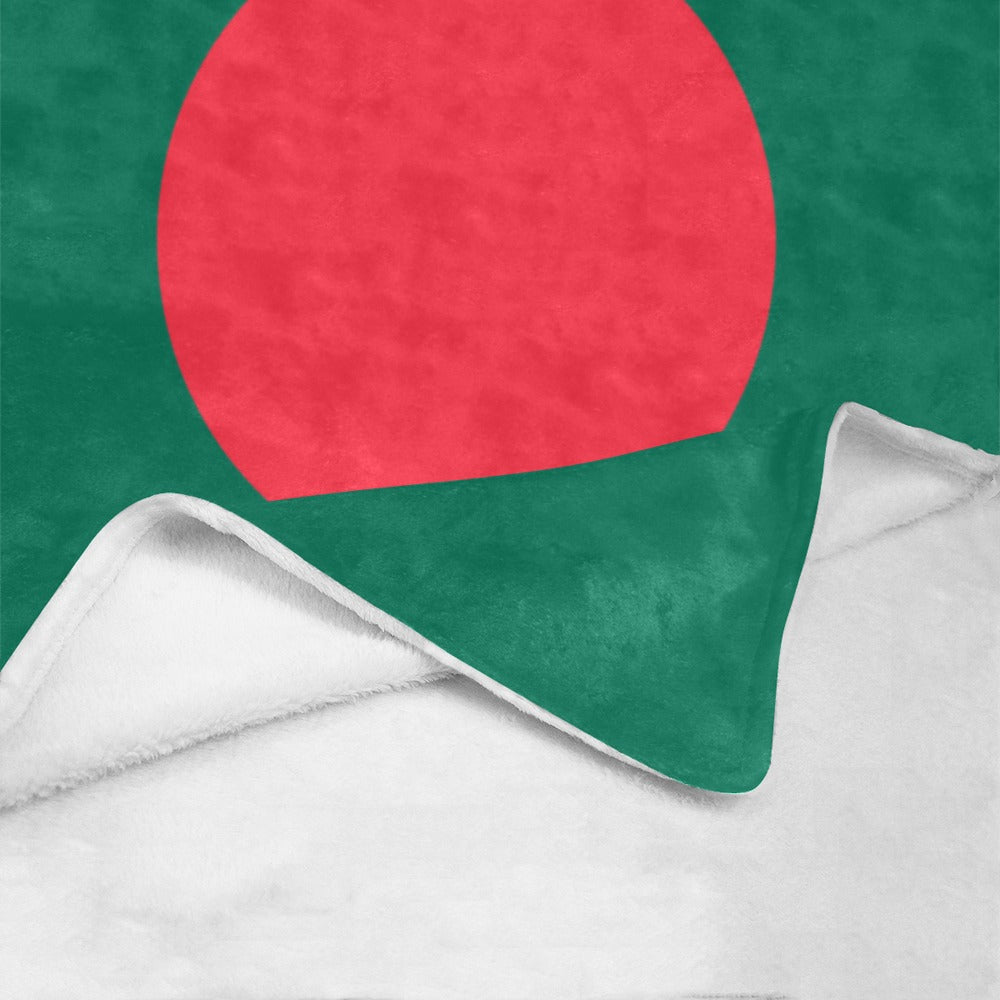 Luv My Flag blanket featuring Bangladesh flag design, folded corner.