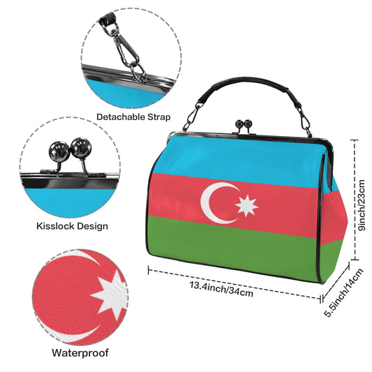 Azerbaijan Flag Inspired Kisslock Crossbody Shoulder Bag-Large (Model 1752)