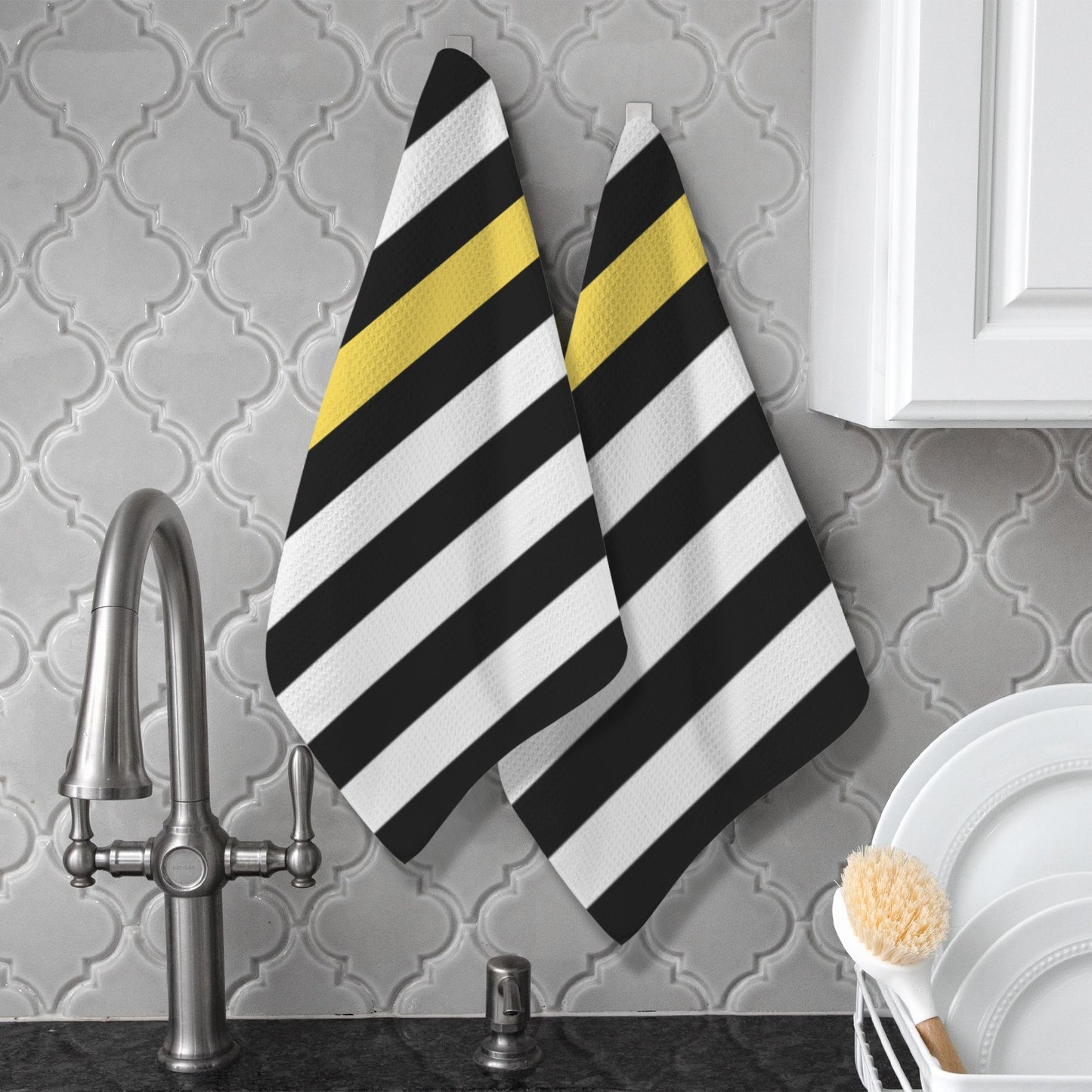 Thin Gold Line Flag Inspired Kitchen Towel 40X60cm (Pack of 2) (Made in the USA)