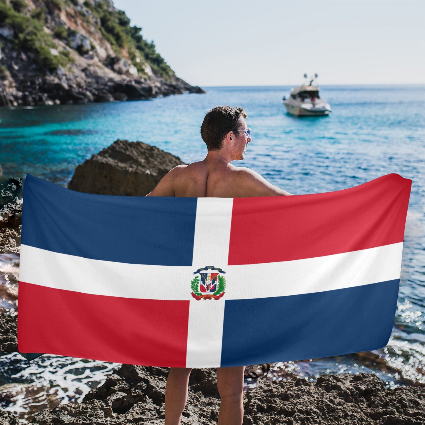 Dominican Republic Flag Beach Towel 31"x71" (Made in USA)