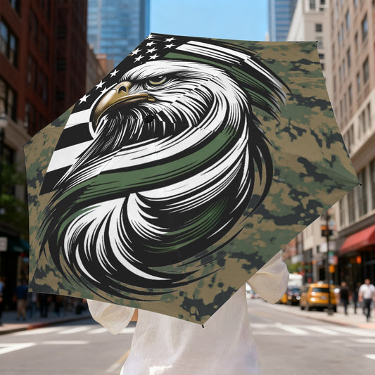 Thin Green Line Flag Inspired Eagle on Digital Camo Mini Compact Umbrella