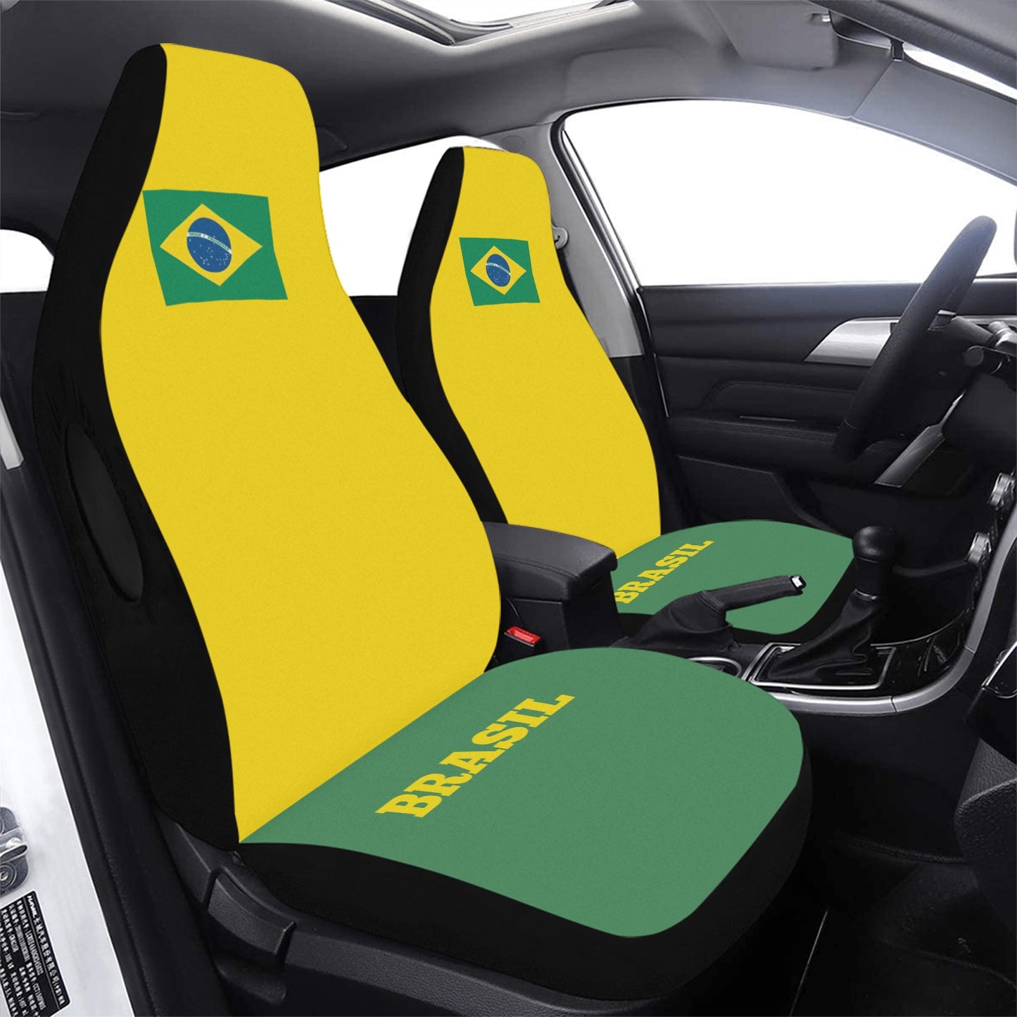 Brazil Flag Car Seat Cover Airbag Compatible(Set of 2)