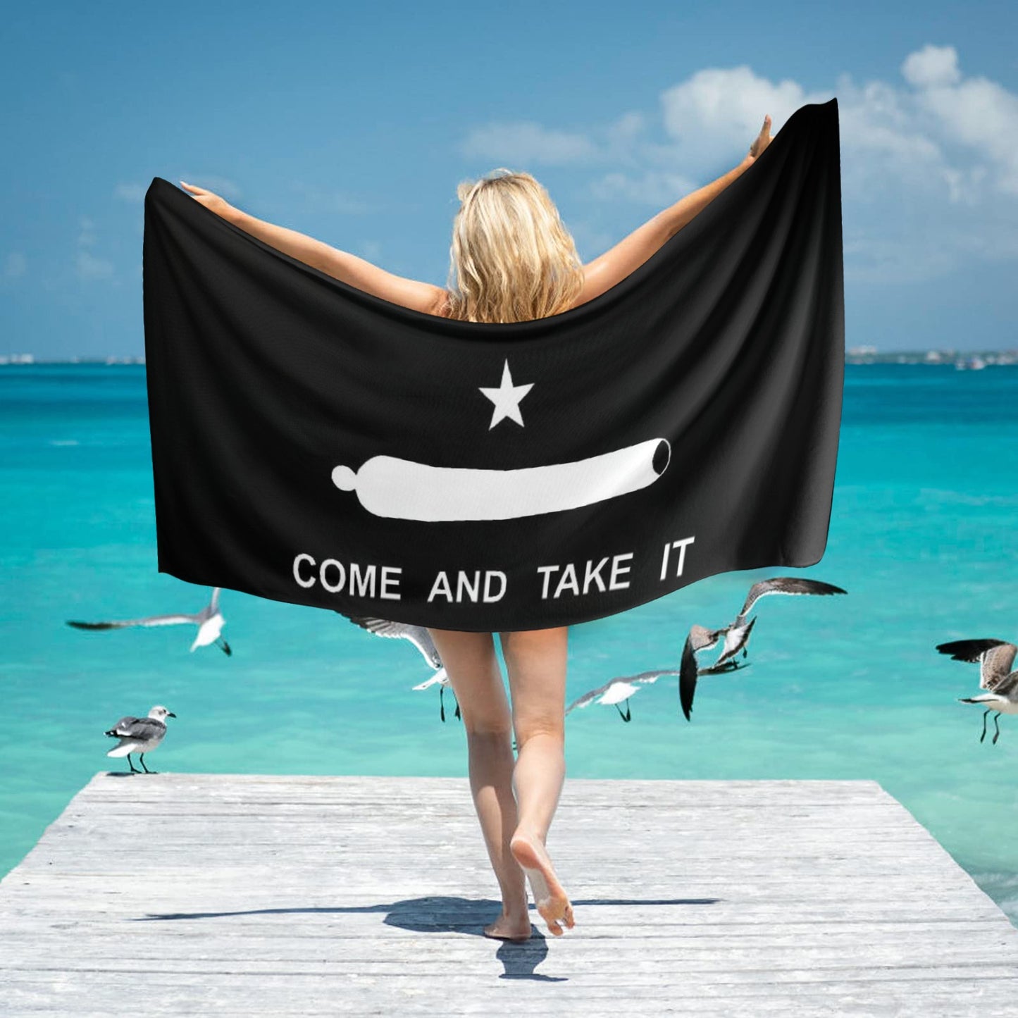 Come and Take It Flag Beach Towel 31"x71" (Made in USA)