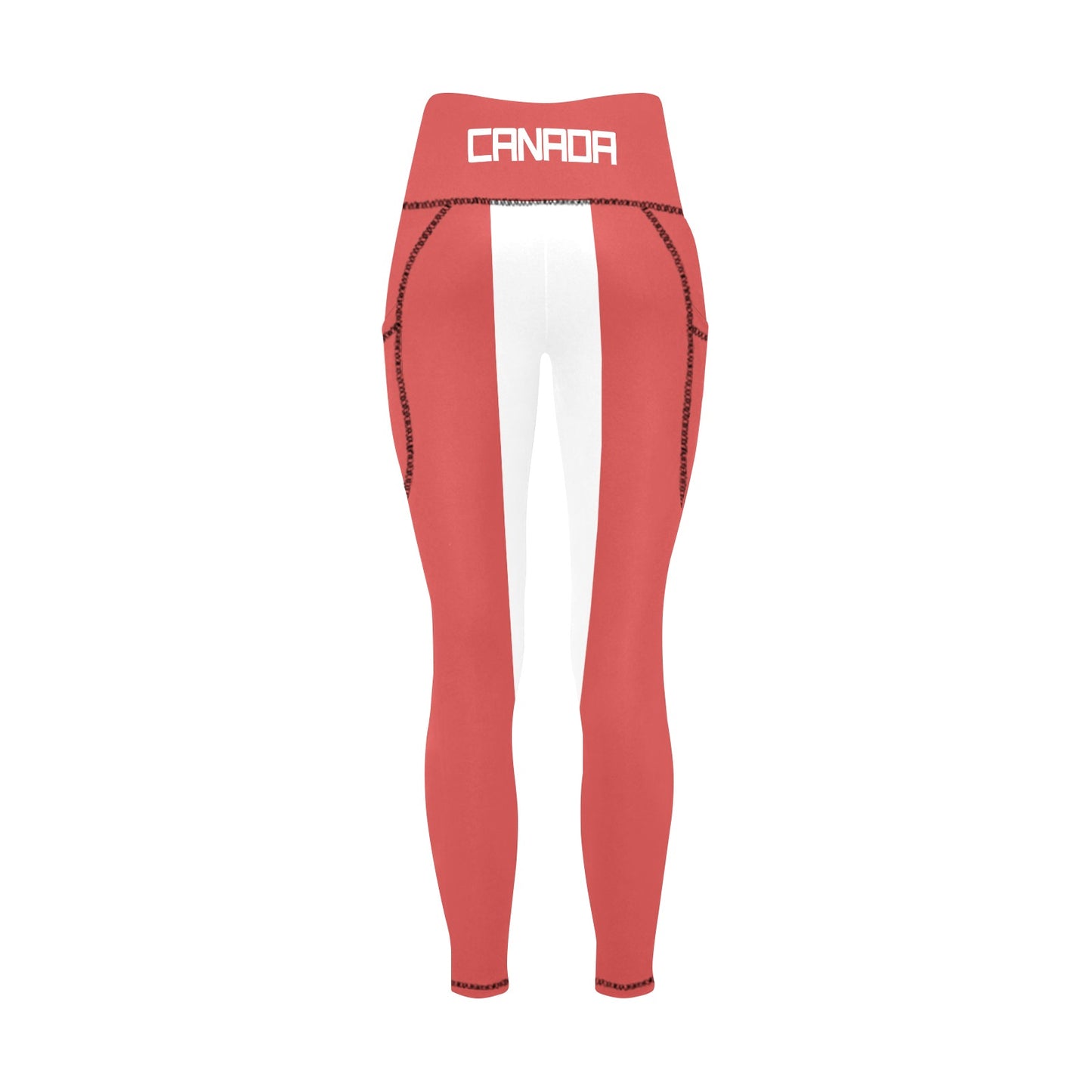 Canada Flag Inspired Women's High Waist Leggings with Pockets