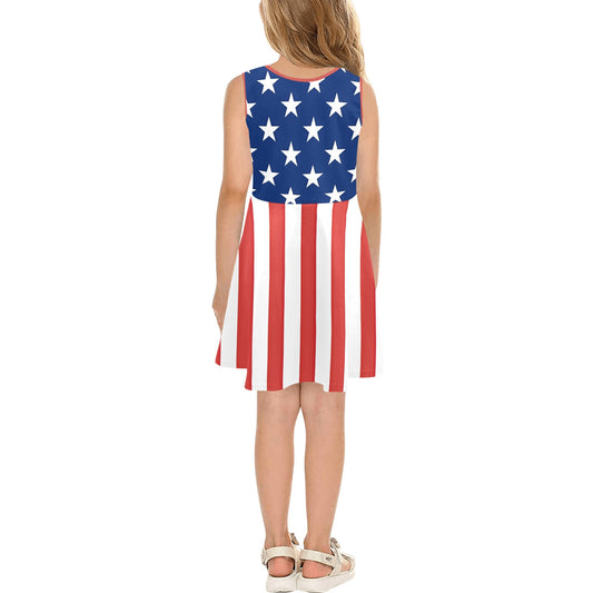 USA/American Flag Inspired Girls' Sleeveless Sundress | Ships from USA