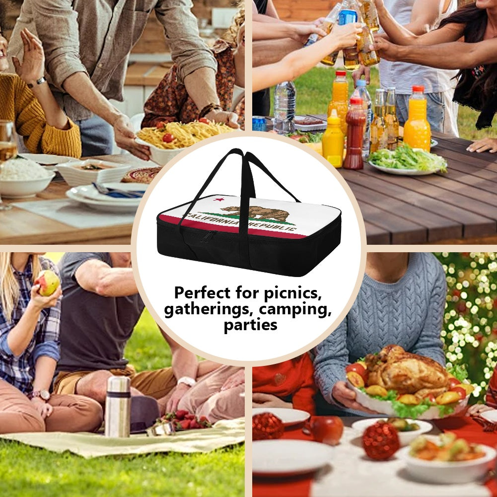 California Flag Inspired Insulated Casserole Carrier – Durable Hot & Cold Food Bag