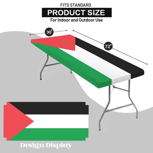 Palestine Flag Inspired Custom Elastic Fitted Tablecloth 72x30 inch (Made in the USA)