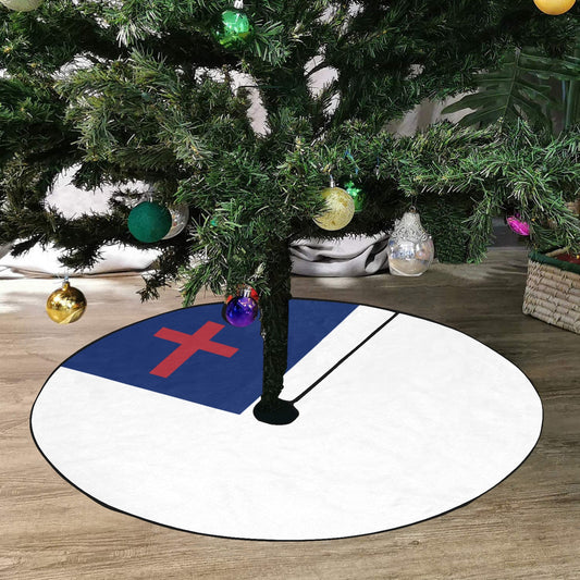 Christian Flag Thick Christmas Tree Skirt 47" x 47"