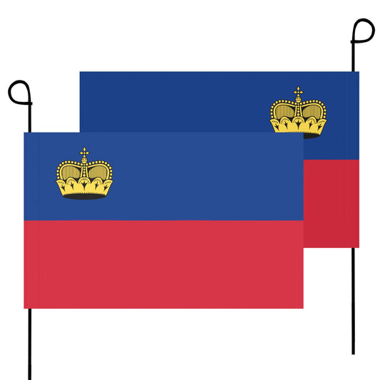 Two Luv My Flag Liechtenstein flags with gold crowns.