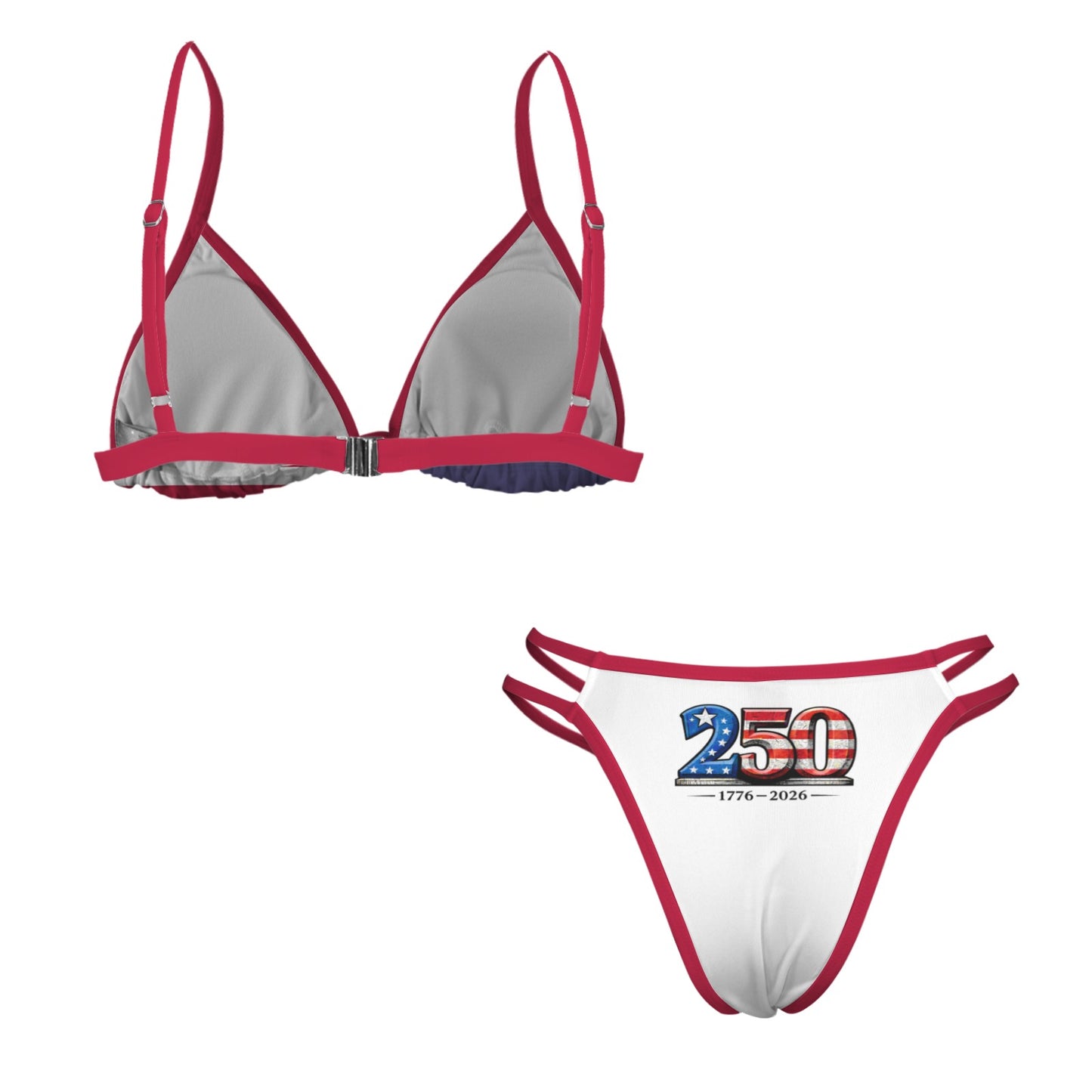 America 250 Year Anniversary Betsy Ross Flag Inspired Double-Strap Triangle Bikini Set