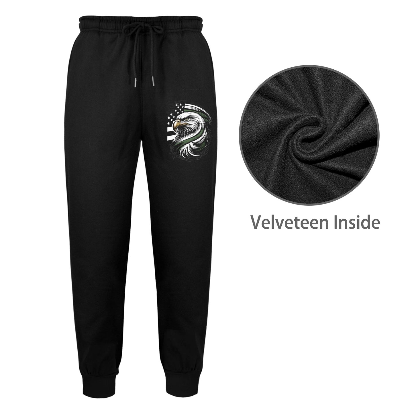 Thin Green Line Flag Inspired Eagle Unisex Fleece Sweatpants (Left Printing) | Ships from USA