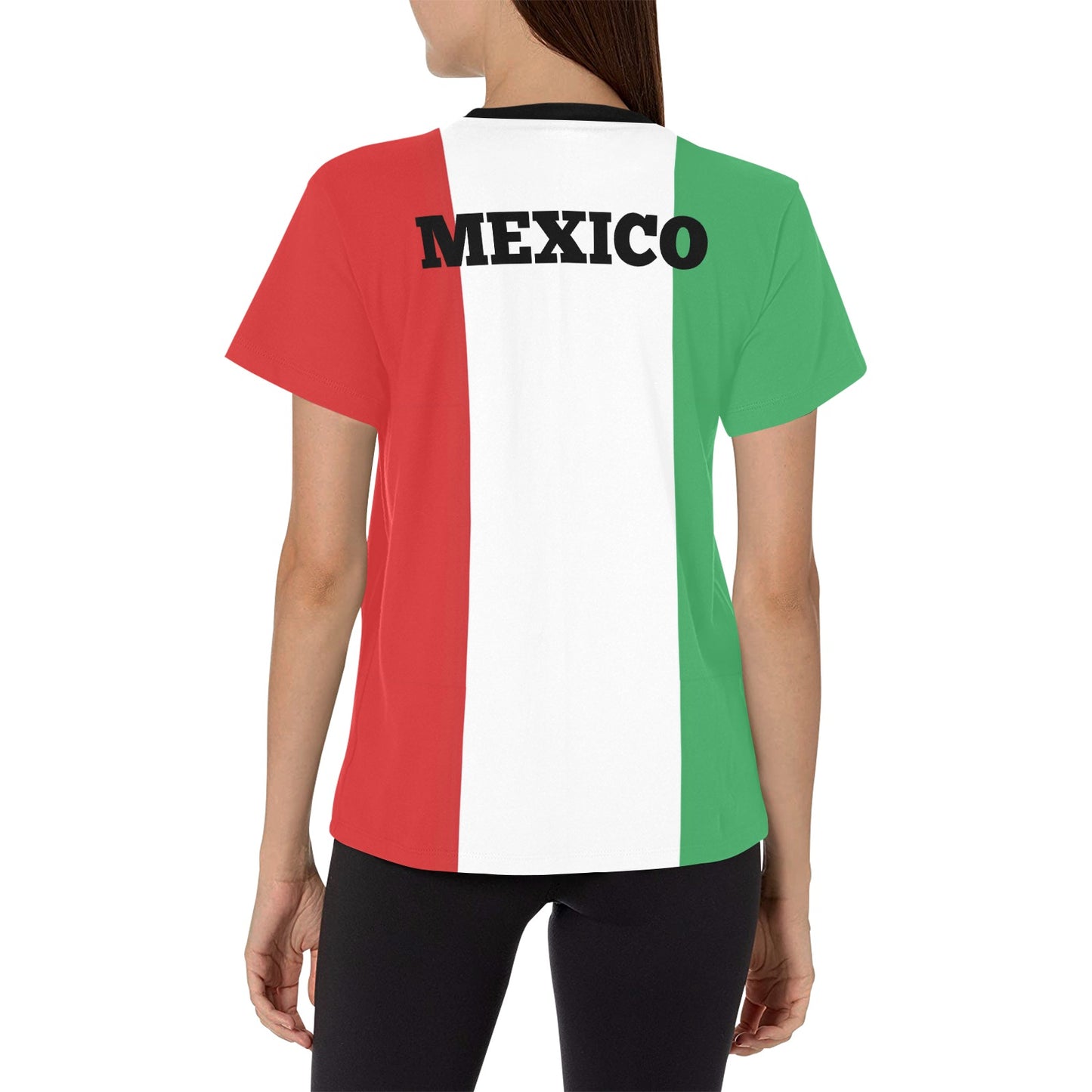 Mexico Flag Inspired Women's All Over Print Crew Neck T-Shirt(T40-2)(Made in Queens)