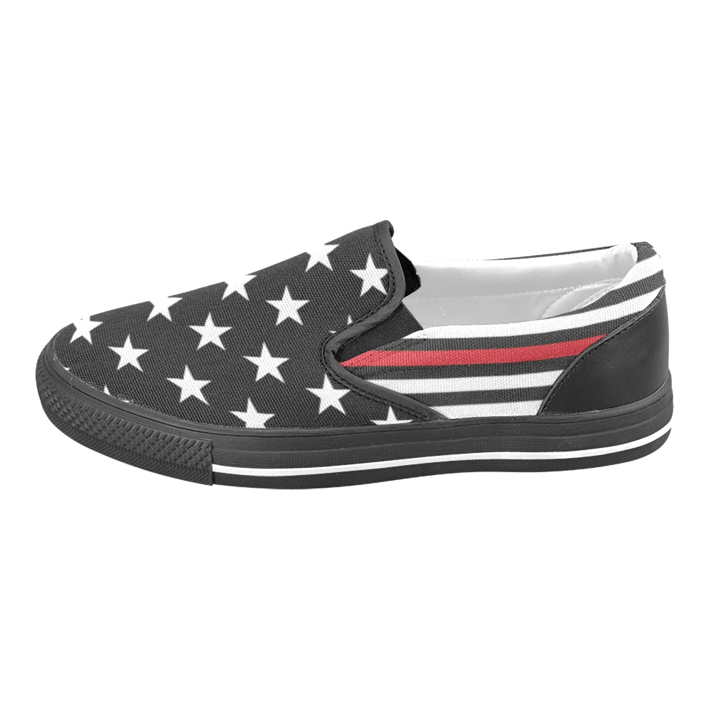 Thin Red Line Flag Inspired Slip-on Canvas Kid's Shoes