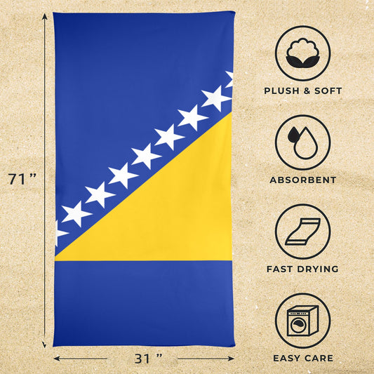 Bosnia and Herzegovina Flag Beach Towel 31"x71" (Made in USA)