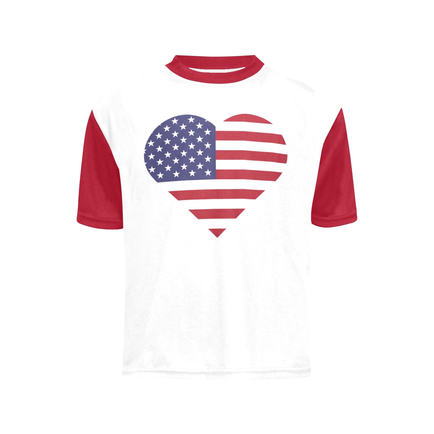 American Flag Heart Boys Crew Neck T-Shirt Made in the USA