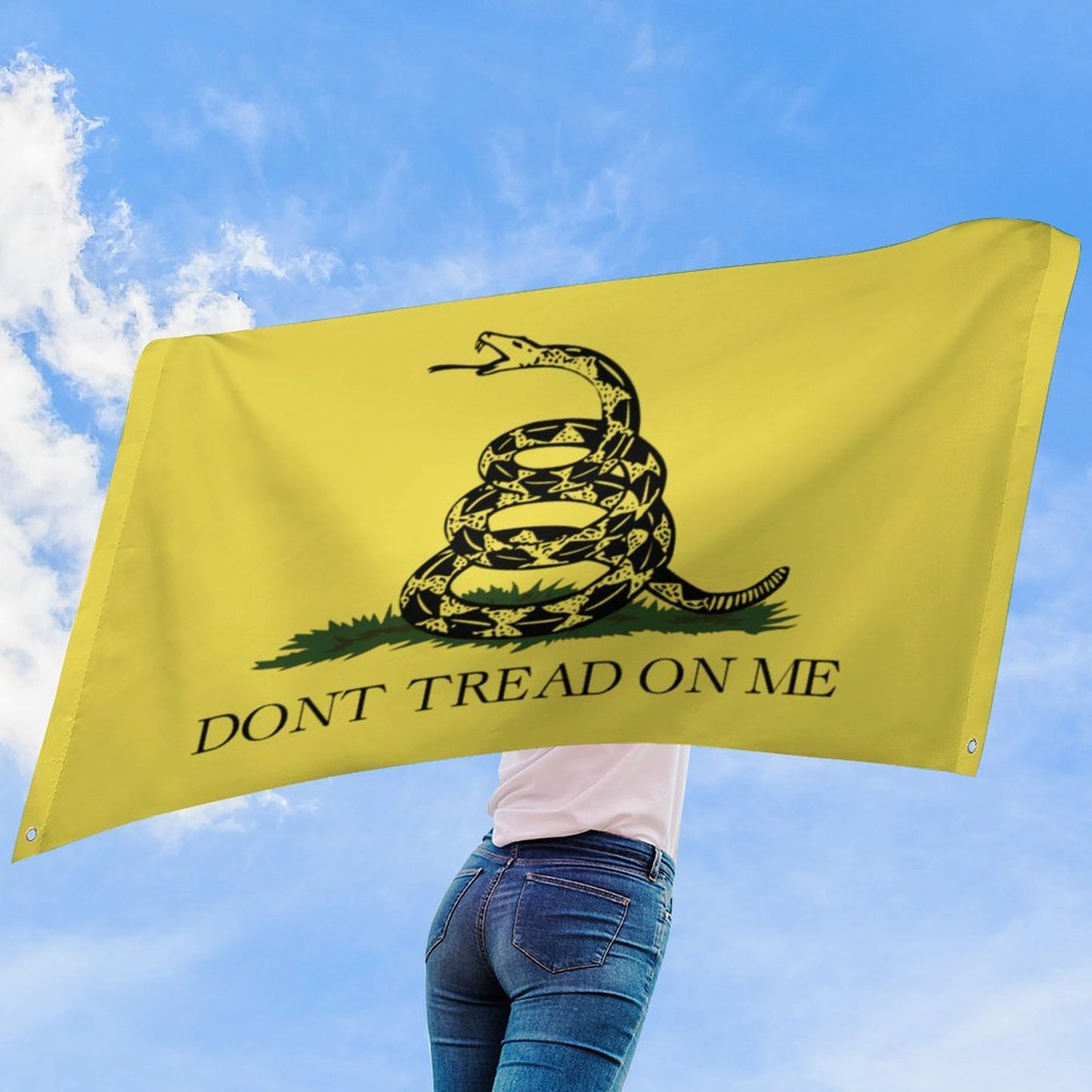 Gadsden Flag Inspired Wall Mount Flag with Four Grommets (35x59 in)