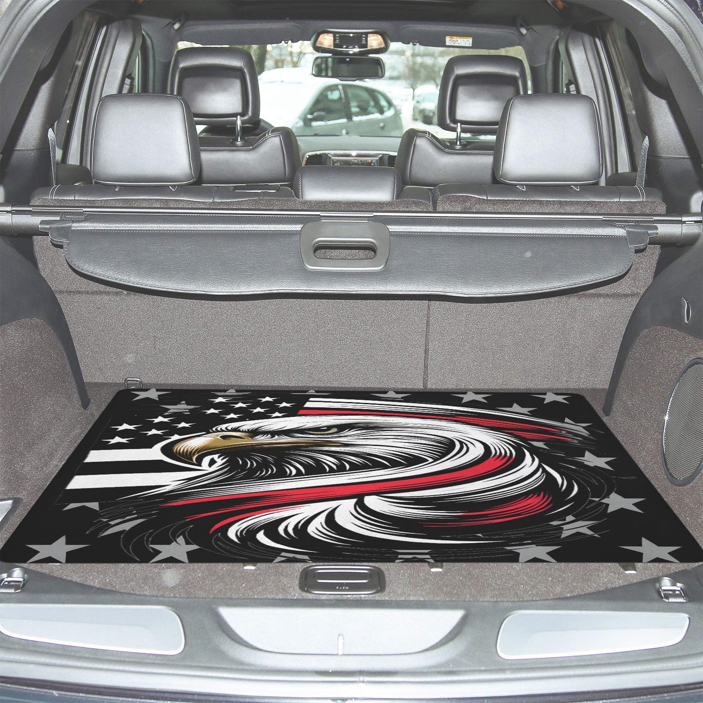 Thin Red Line Flag Inspired Eagle Car Trunk Mat 100 × 75 cm / 39.4 × 30 in Printed in the USA