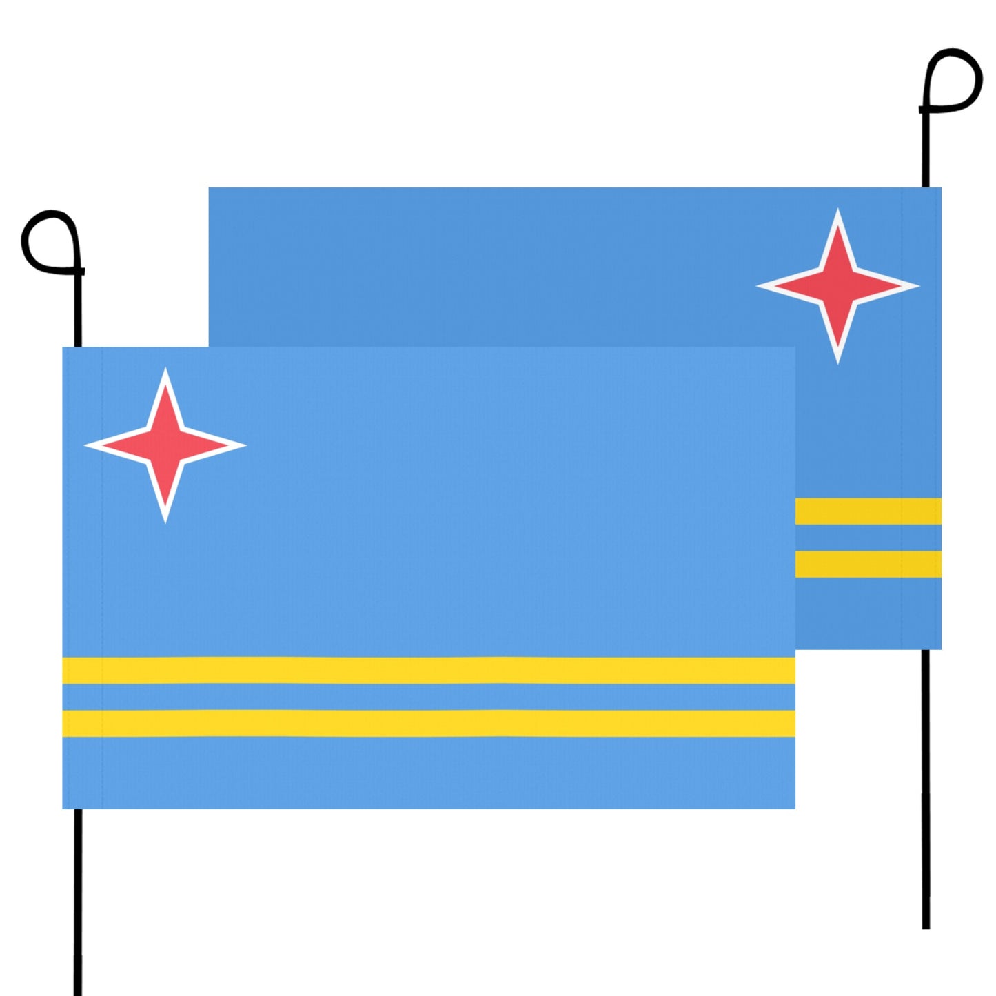 Blue Aruba flags with stars, yellow stripes. Luv My Flag.