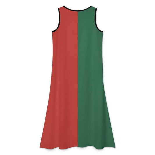 Mexico Flag Inspired Sleeveless High-Low Hem Dress