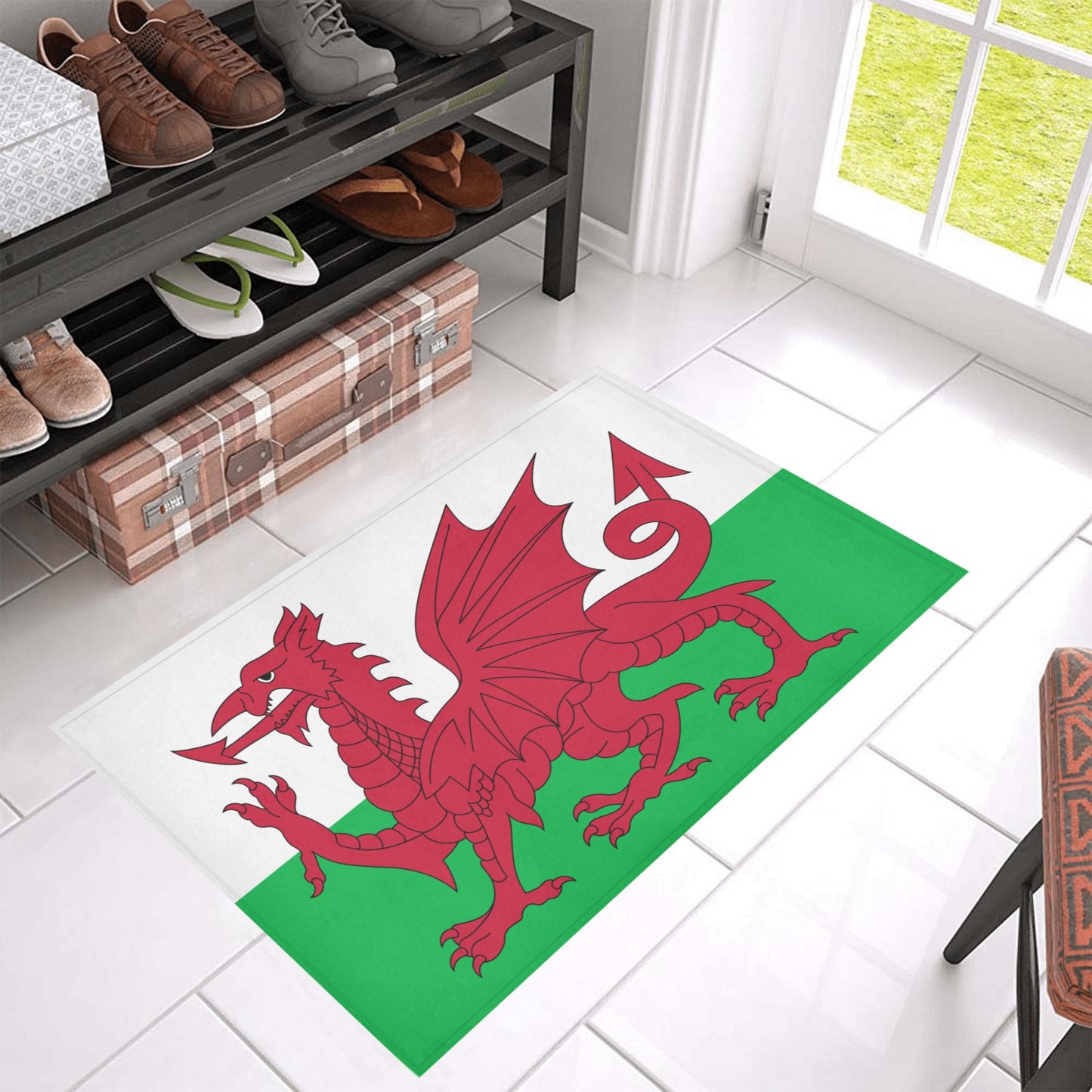 Wales Flag Inspired Doormat 30" x 18" (Sponge Material)