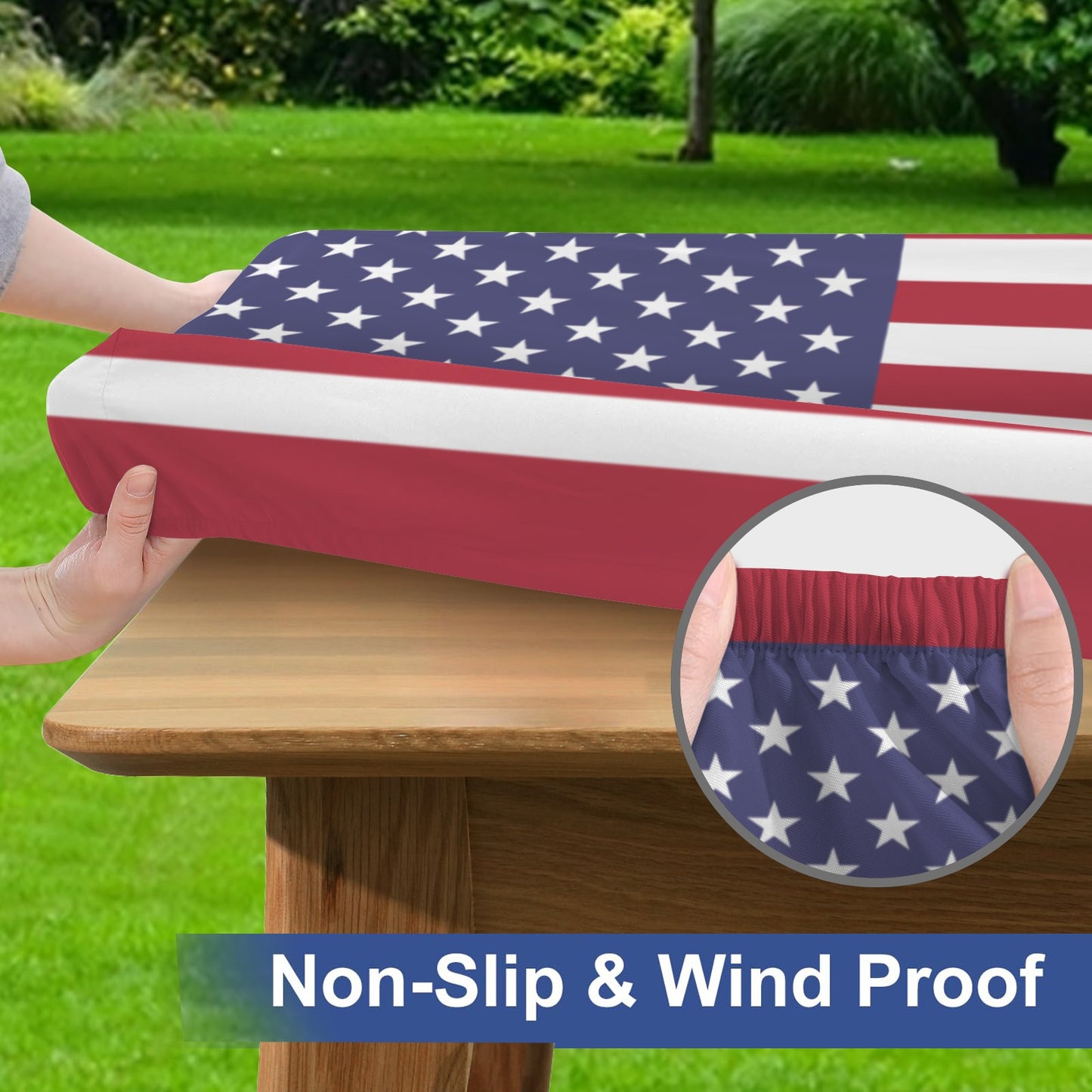 USA/American Flag Picnic Table Cover (72" x 30") (Made in the USA)