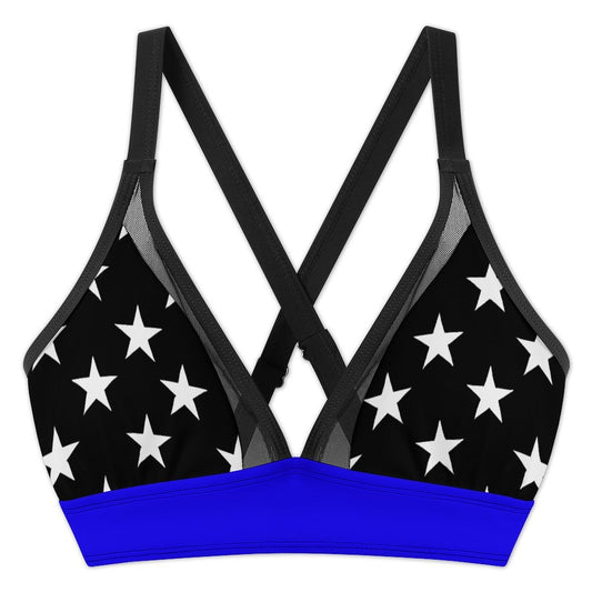 Thin Blue Line Flag Inspired Style-2 Women's Mesh Drawstring Skirt and Swimsuit Set