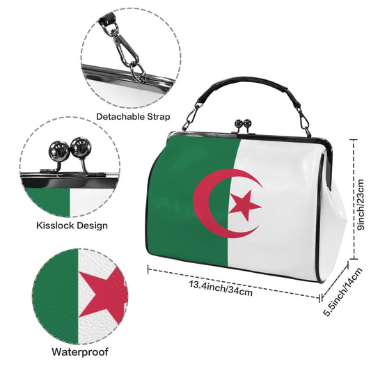 Algeria Flag Inspired Kisslock Crossbody Shoulder Bag-Large (Model 1752)