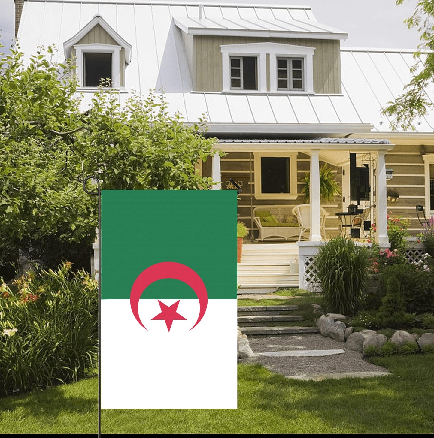 Front yard with Algeria flag by Luv My Flag.