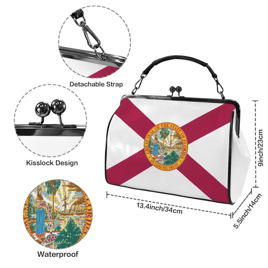 Florida Flag Inspired Kisslock Crossbody Shoulder Bag-Large