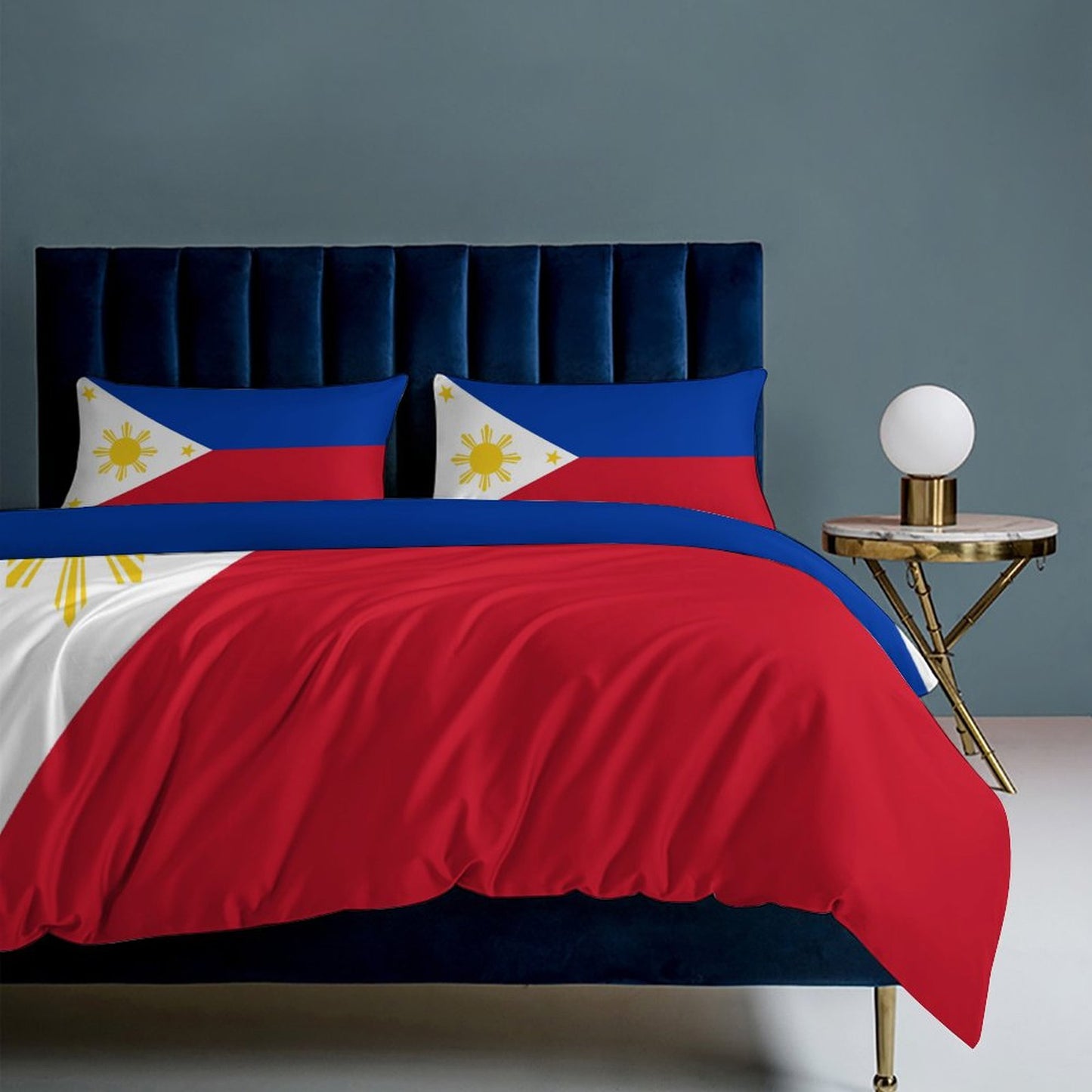 Philippines Flag Inspired 3-Piece Bedding Set (1 Duvet Cover + 2 Pillow Shams) – 102"×90"