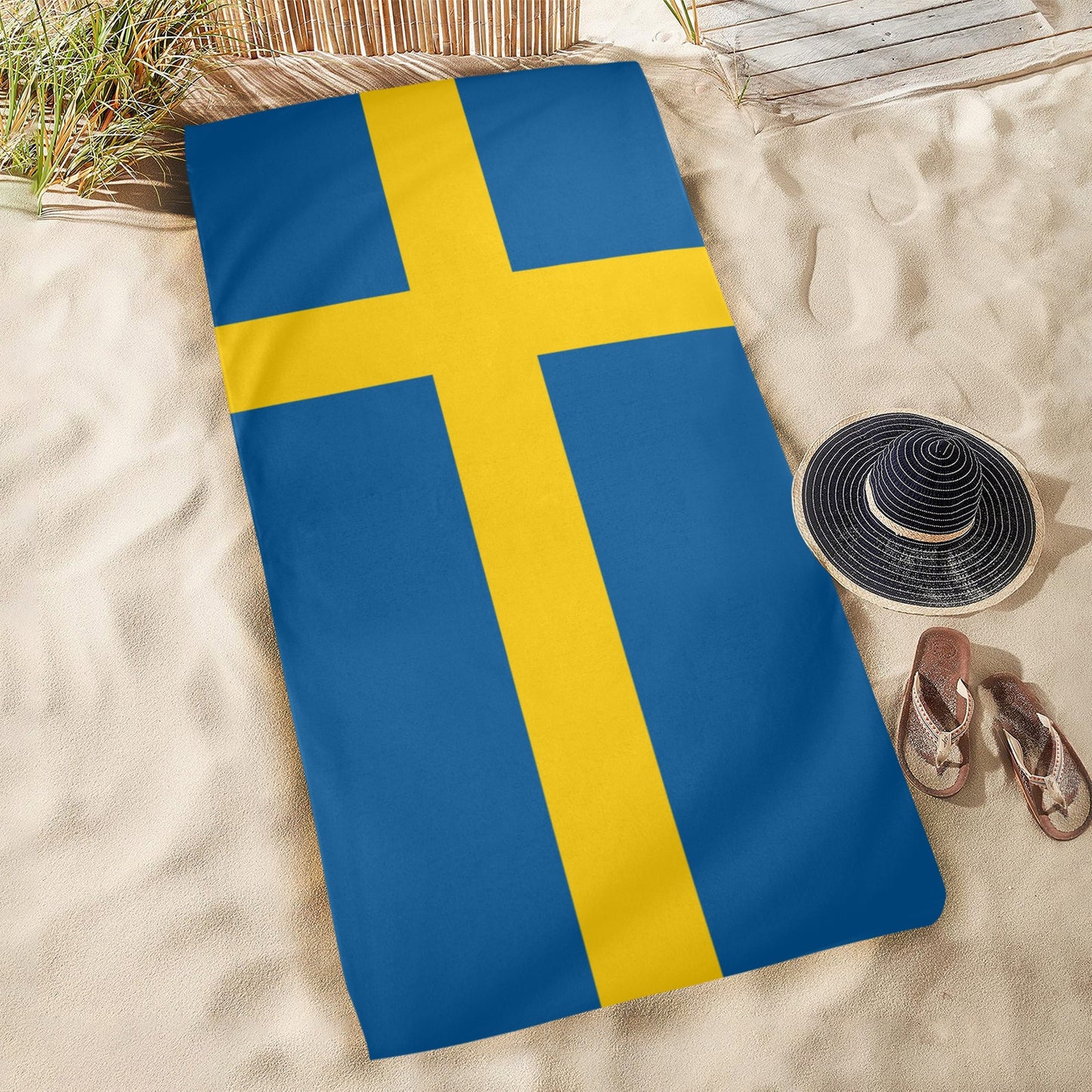 Sweden Flag Beach Towel 31"x71" (Made in USA)