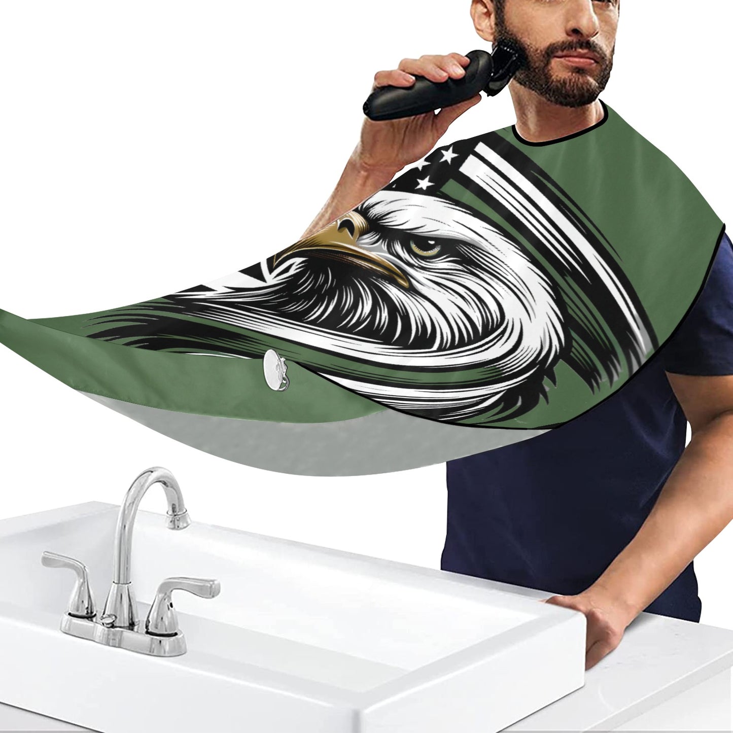 Thin Green Line Flag Eagle Beard Bib Apron for Men Shaving & Trimming