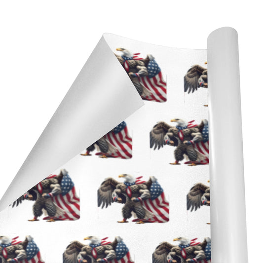 USA/American Flag Inspired Bald Eagle with American Flag Cape Custom Gift Wrapping Paper 58"x 22.5" (4 Rolls)