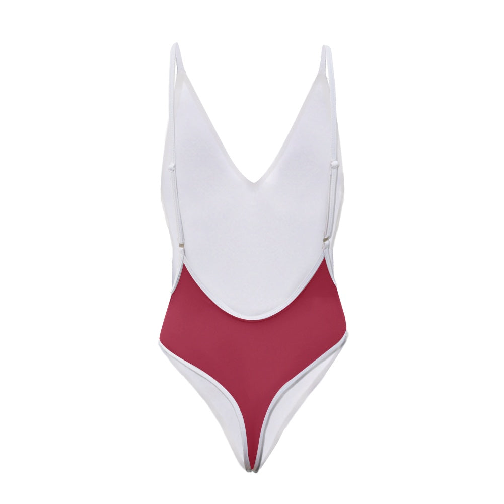 Thailand Flag Inspired One-Piece Thong Swimsuit
