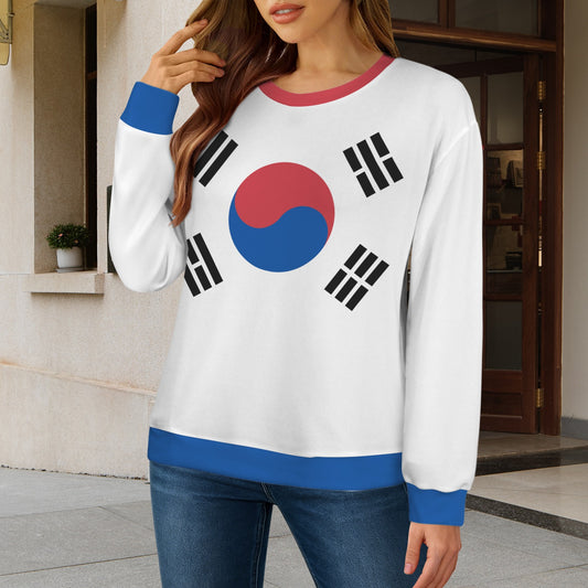 South Korea Flag Inspired Women's Crew Neck Sweater Printed in the USA