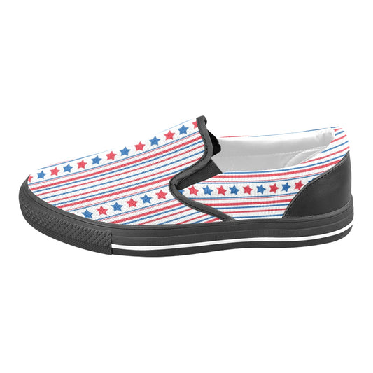 USA/American Flag Inspired Stars and Stripes Pattern Slip-on Canvas Kid's Shoes