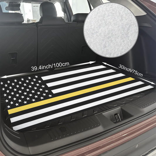 Thin Gold Line Flag Inspired Car Trunk Mat 100 × 75 cm / 39.4 × 30 in Printed in the USA