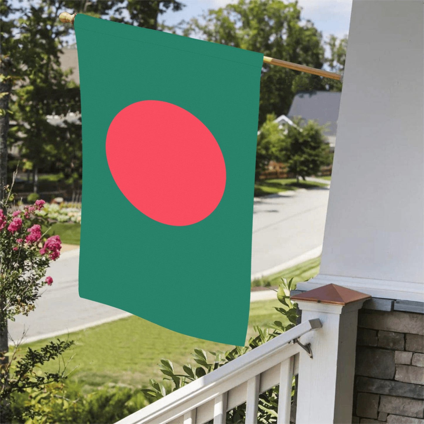 Patio displaying Bangladesh flag by Luv My Flag brand.