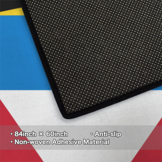 Antigua and Barbuda Flag Inspired 84x60 Inch Area Rug with Black Binding (Made in the USA)