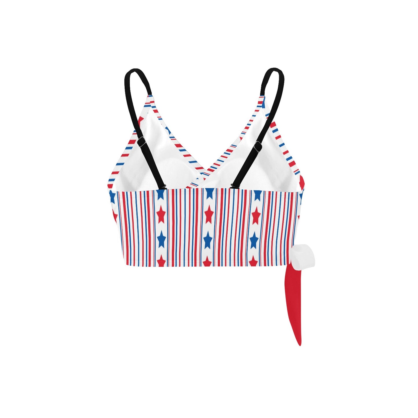 USA/American Flag Inspired Stars and Stripes Pattern Knot Side Bikini Top