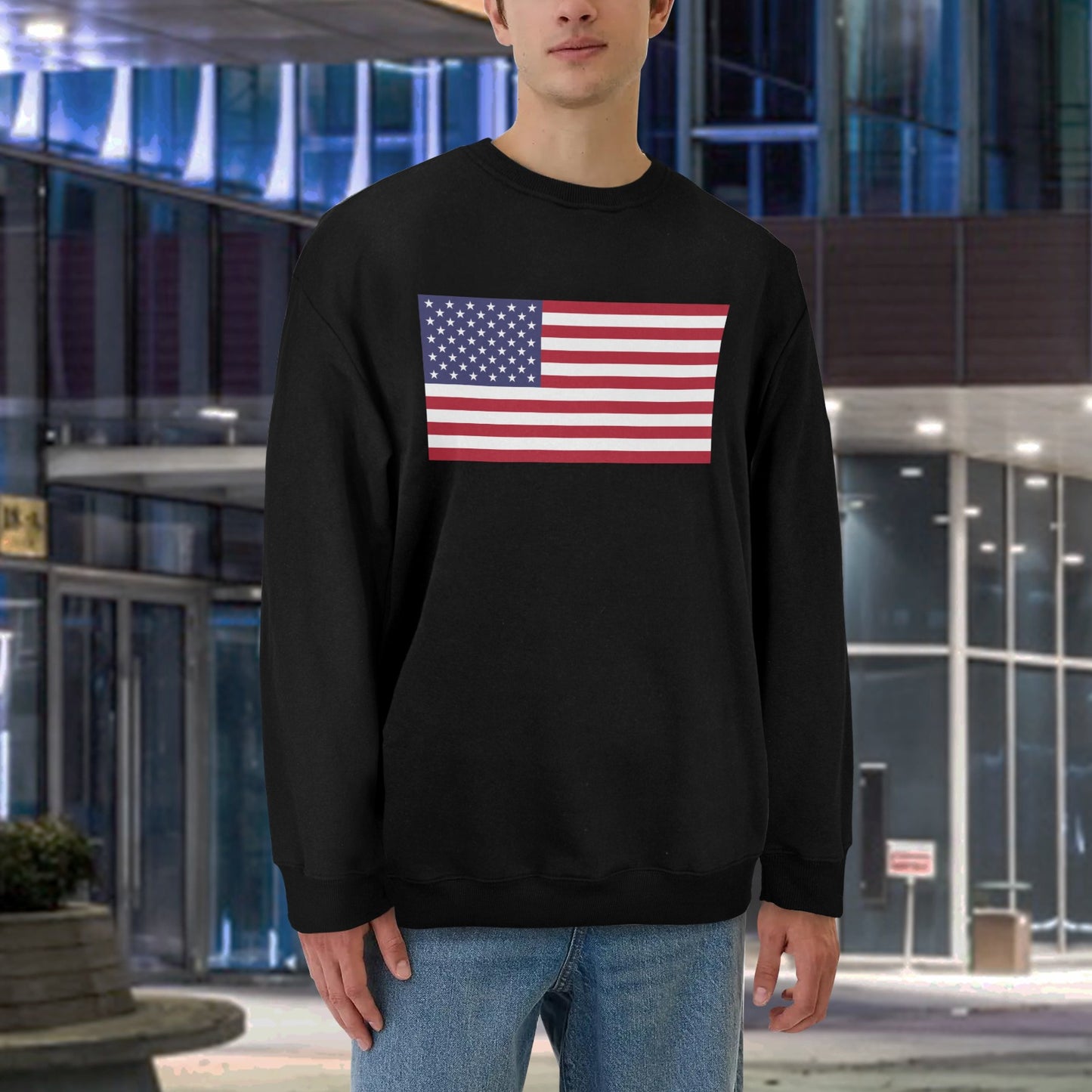 USA/Americna Flag Unisex Fleece Sweatshirt (Made in the USA)