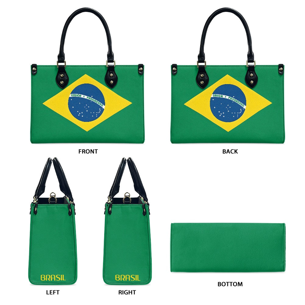 Brazil Flag Inspired PU Leather Handbag for Women – Stylish Shoulder Bag with Large Capacity and Elegant Design - Luv My Flag