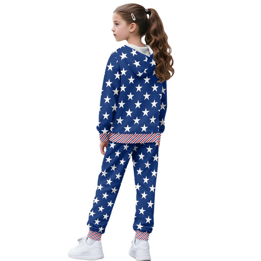 USA/American Flag Inspired Unisex Kid's Zippered Sportswear Suit