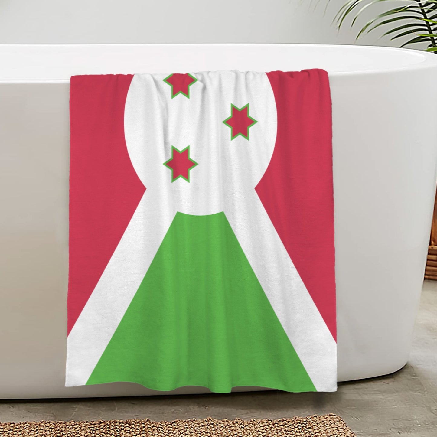 Burundi Flag Inspired Custom Bath Towel 29"x58"(Made in USA)