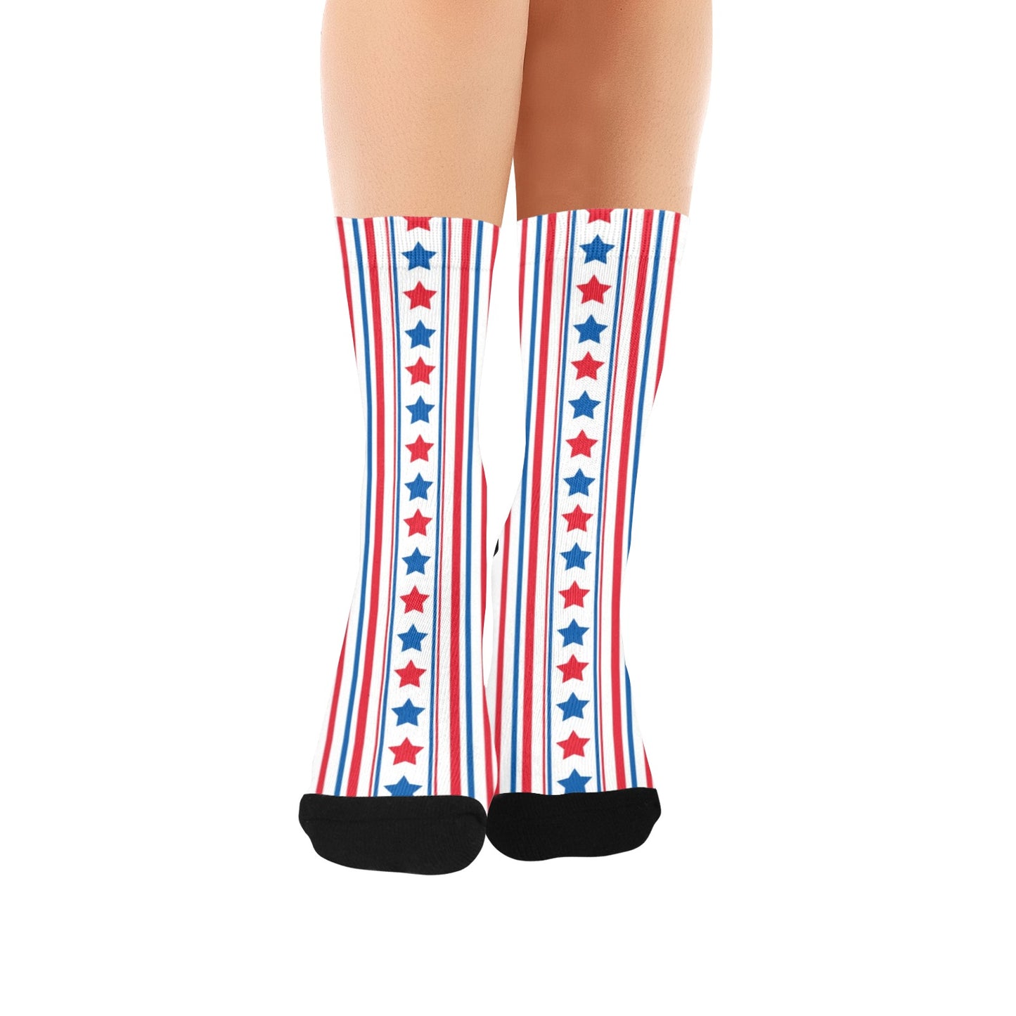 USA/American Flag Inspired Stars & Stripes Pattern Women's Custom Socks | Ships from USA