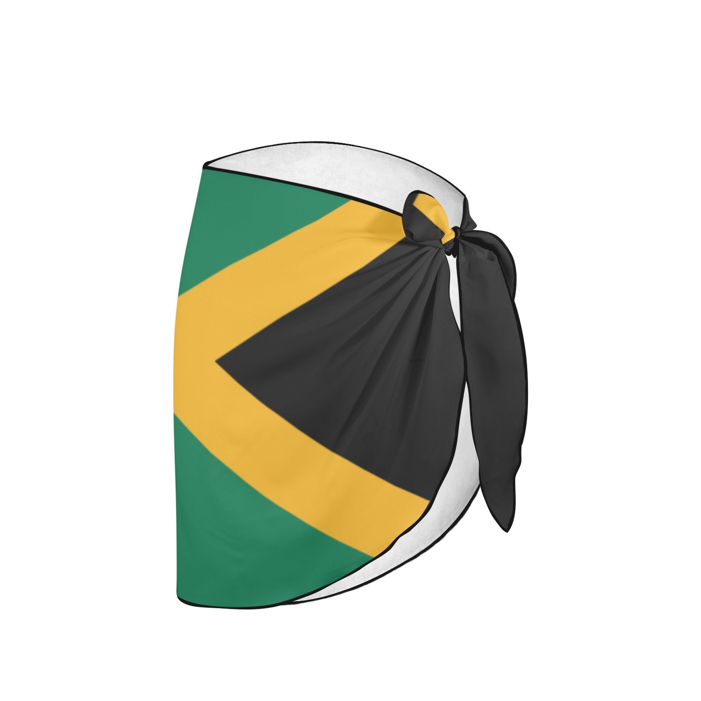 Luv My Flag Jamaican flag sarong, tied at waist.