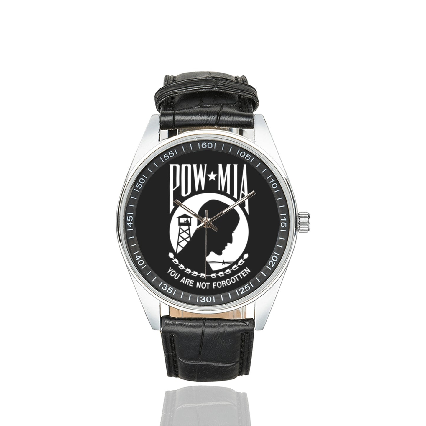 POW/MIA Flag Inspired Men's Casual Leather Strap Watch