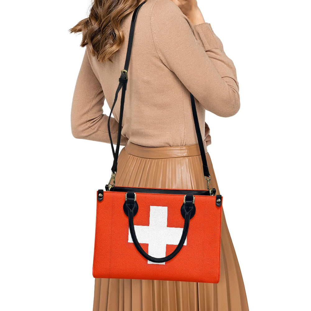 Switzerland Flag Bag With Alpine Swag – PU Leather Purse With Sleek Tag - Luv My Flag