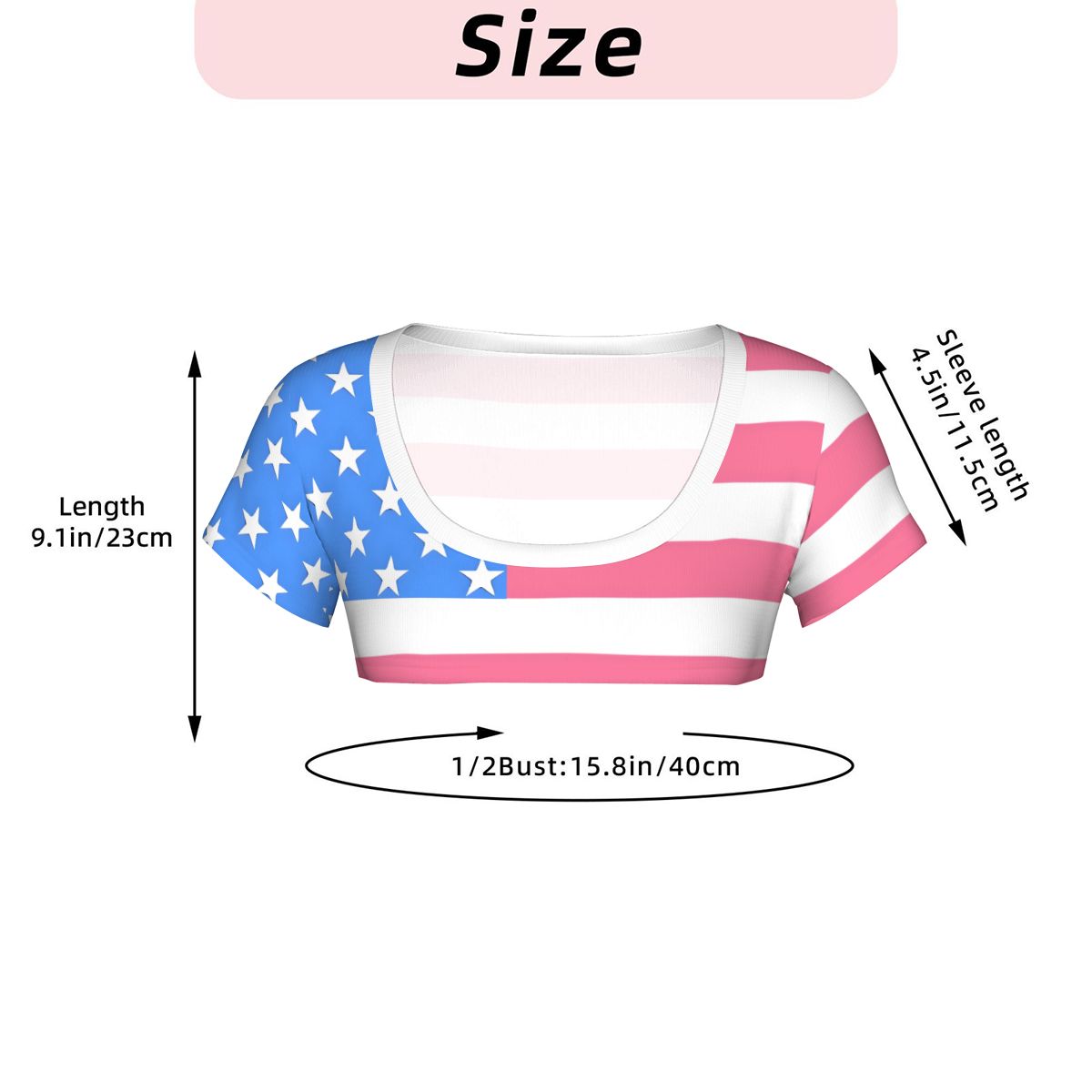 USA/American Flag Inspired Women's 1/2 Cut Short Sleeve T-Shirt Style-2