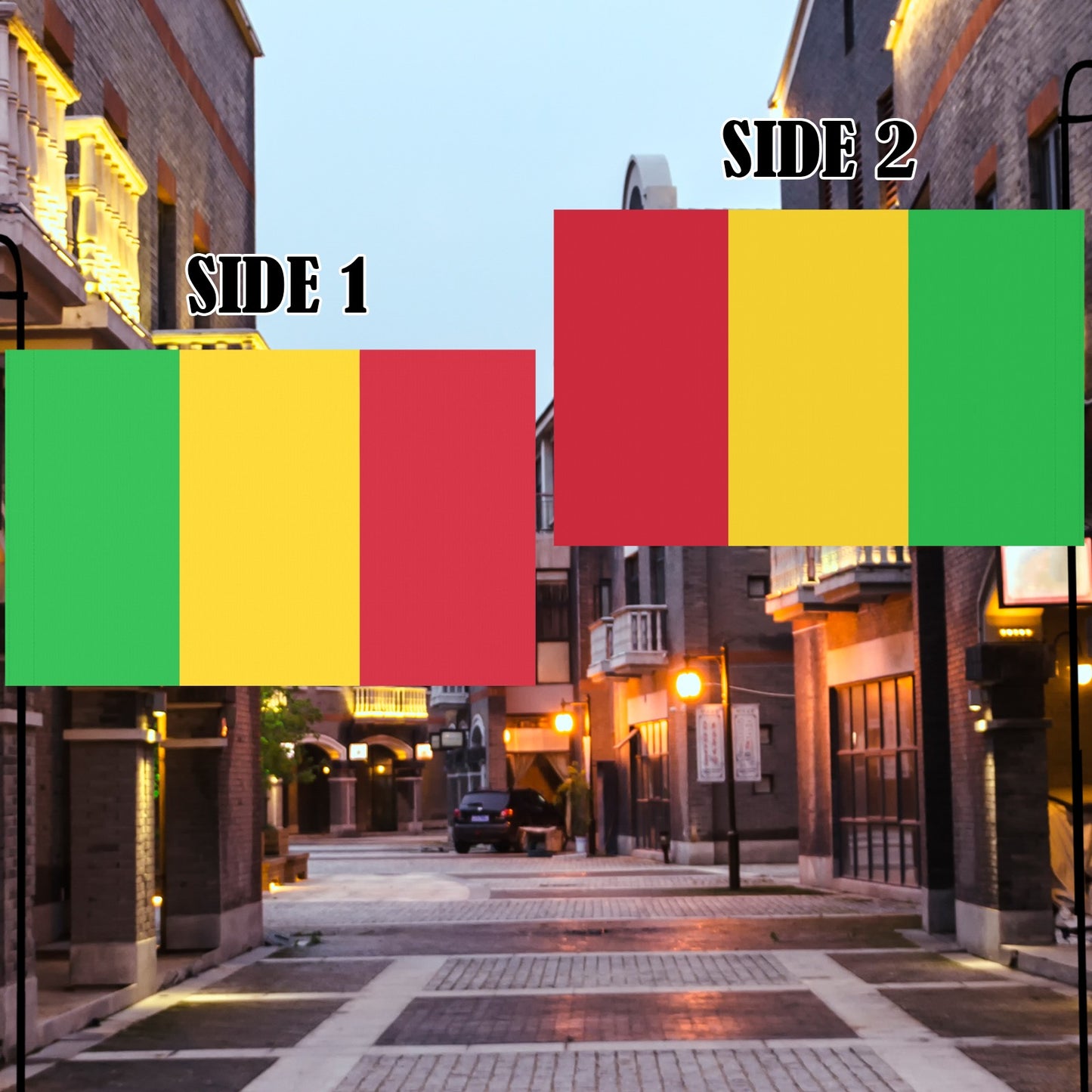 Luv My Flag reversible flag with vibrant tricolor design displayed.